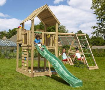 Jungle Palace | Spielturm aus Holz mit Schaukeln & Kletternetz