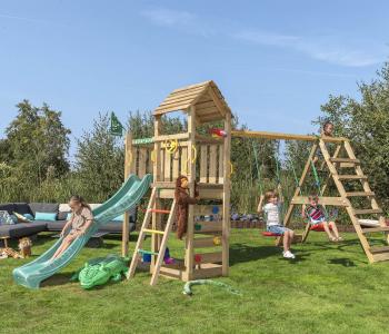 Jungle Safari | Spielturm aus Holz mit Schaukeln & Kletternetz