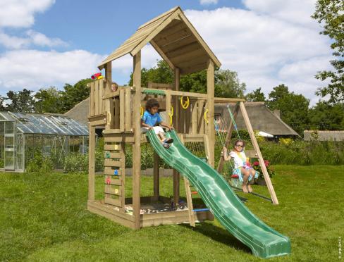 Jungle Palace | Spielturm aus Holz mit Schaukel