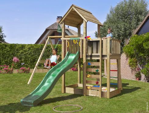 Jungle Mansion | Spielturm aus Holz mit Schaukel