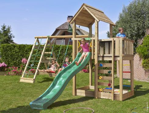 Jungle Mansion | Spielturm aus Holz mit Schaukeln & Kletternetz