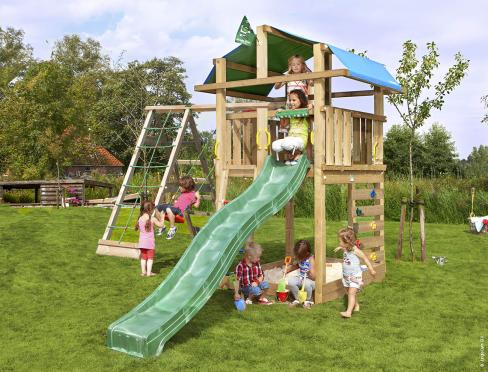 Jungle Fort | Spielturm aus Holz mit Schaukel & Kletternetz