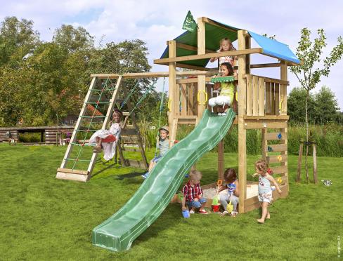 Jungle Fort | Spielturm aus Holz mit Schaukeln & Kletternetz