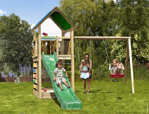 Jungle Lodge | Spielturm aus Holz mit Doppelschaukel
