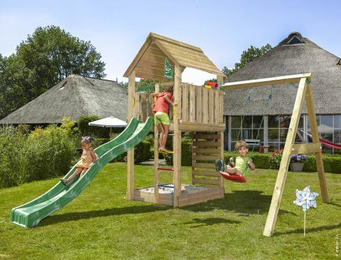 Jungle Cabin | Spielturm aus Holz mit Schaukel