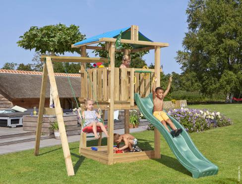 Jungle Hut | Spielturm aus Holz mit Schaukel