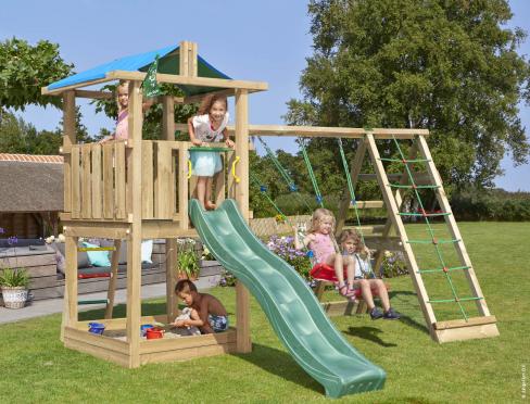 Jungle Hut | Spielturm aus Holz mit Schaukeln & Kletternetz