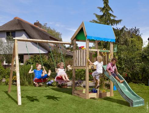 Jungle Home | Spielturm aus Holz mit Doppelschaukel