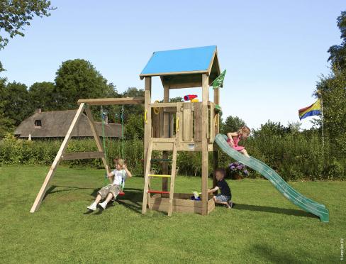 Jungle Castle | Spielturm aus Holz mit Schaukel