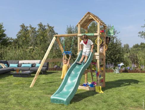 Jungle Cocoon | Spielturm aus Holz mit Schaukel