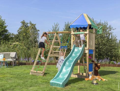 Jungle Cirque | Spielturm aus Holz mit Schaukel & Kletternetz