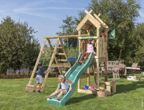 Jungle Totem | Spielturm aus Holz mit Schaukel & Kletternetz