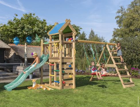 Jungle Nomad | Spielturm aus Holz mit Schaukeln & Kletternetz