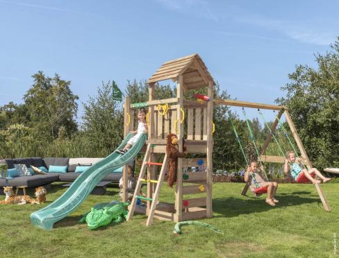 Jungle Safari | Spielturm aus Holz mit Doppelschaukel