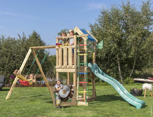 Jungle Viking | Spielturm aus Holz mit Schaukel