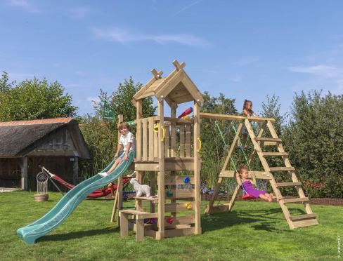 Jungle Teepee | Spielturm aus Holz mit Schaukel & Kletternetz