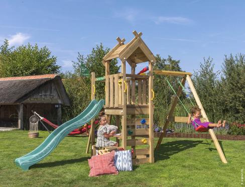 Jungle Teepee | Spielturm aus Holz mit Schaukel