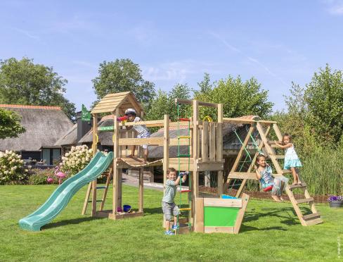 Jungle Voyager | Spielturm aus Holz mit Schaukel & Kletternetz