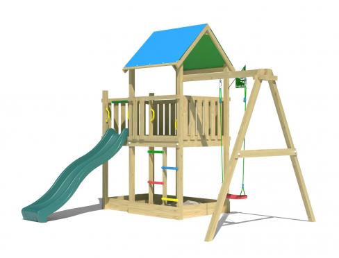 Jungle Dazzle | Spielturm aus Holz mit Schaukel