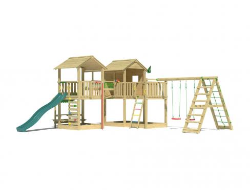 Jungle Botan | Spielturm aus Holz mit Doppelschaukel