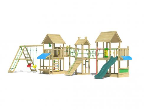 Jungle Gazebo XXL | Spielturm aus Holz mit Doppelschaukel