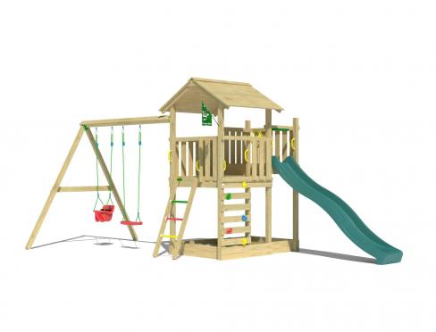 Jungle Arbour | Spielturm aus Holz mit Doppelschaukel