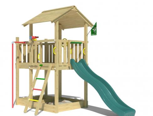 Jungle Marvel | Spielturm aus Holz mit Rutsche & Feuerwehrstange