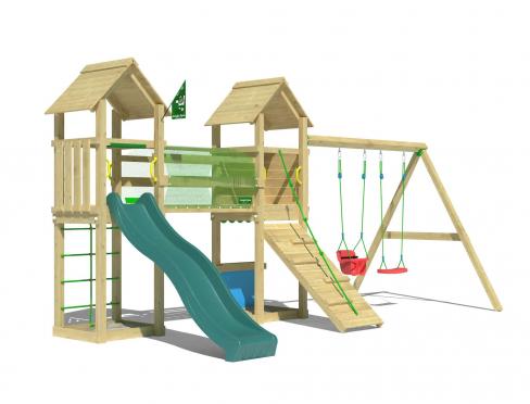 Jungle Darwin | Spielturm aus Holz mit Doppelschaukel