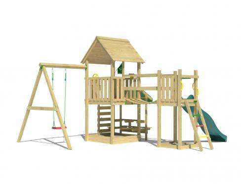 Jungle Bay | Aire de jeux en bois avec balançoire