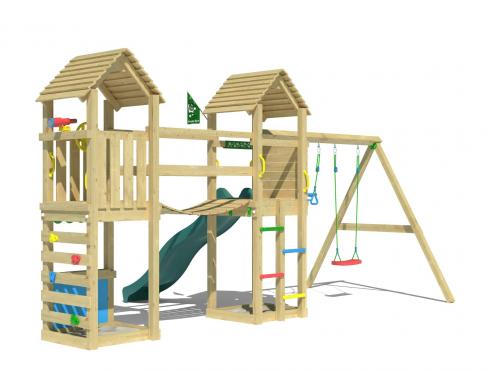 Jungle Haven | Aire de jeux en bois avec balançoire double