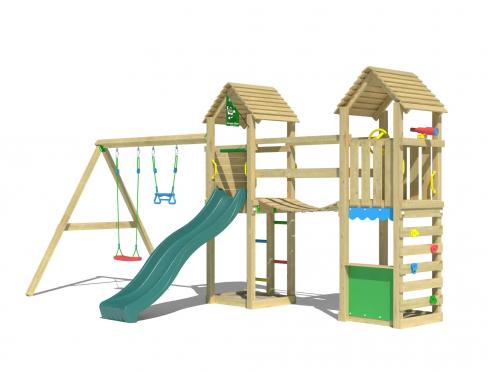 Jungle Haven | Spielturm aus Holz mit Doppelschaukel