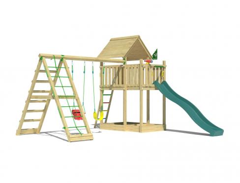 Jungle Canopy | Spielturm aus Holz mit Schaukeln & Kletternetz