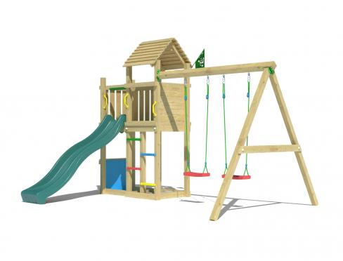 Jungle Breeze | Spielturm aus Holz mit Doppelschaukel