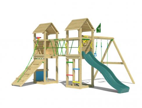 Jungle Gatehouse | Spielturm aus Holz mit Doppelschaukel