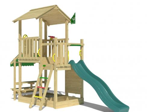 Jungle Keep | Aire de jeux en bois avec toboggan et table de pique-nique
