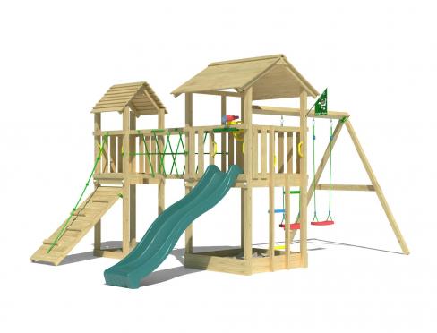 Jungle Nova | Spielturm aus Holz mit Doppelschaukel