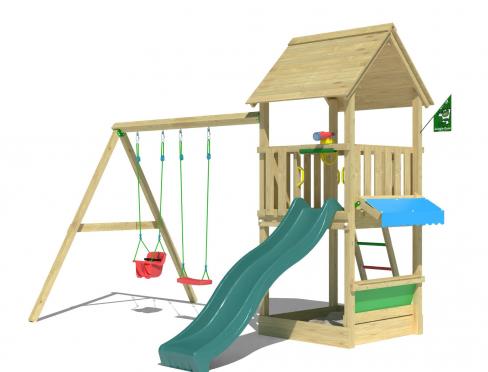 Jungle Suite | Spielturm aus Holz mit Doppelschaukel