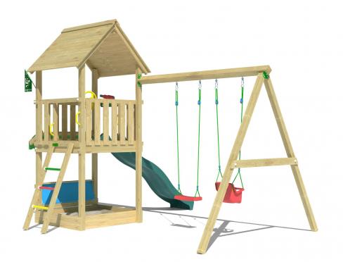 Jungle Suite | Aire de jeux en bois avec balançoire double